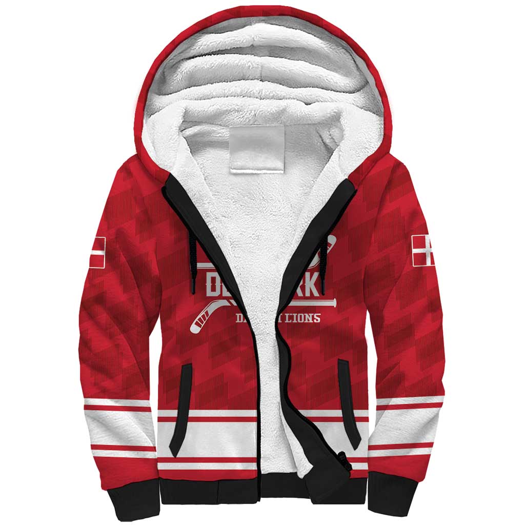 Custom Hockey 2026 Denmark Sherpa Hoodie Danish Lions Go Champions
