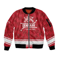 Custom Hockey 2026 Denmark Sleeve Zip Bomber Jacket Danish Lions Go Champions