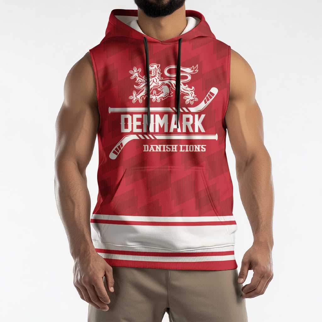 Custom Hockey 2026 Denmark Sleeveless Hoodie Danish Lions Go Champions