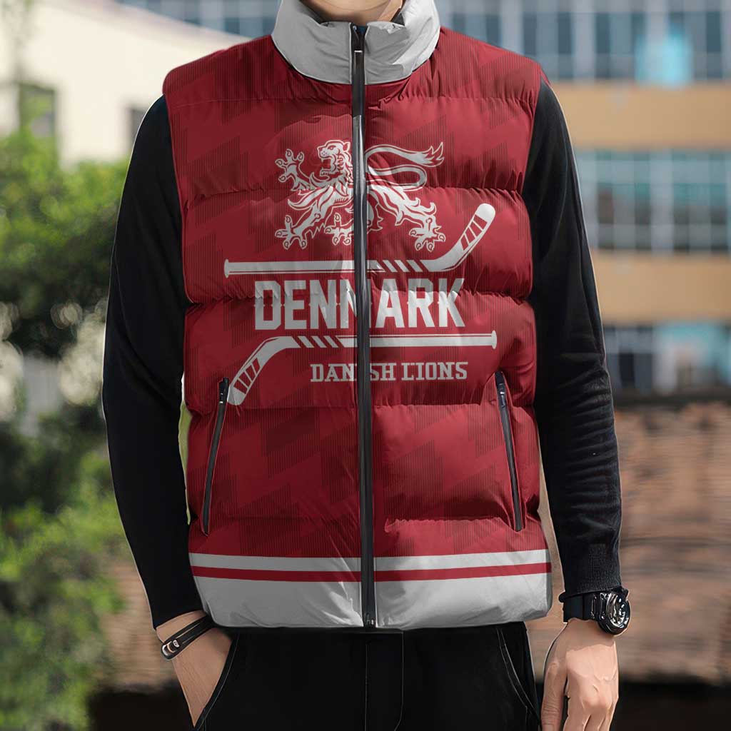 Custom Hockey 2026 Denmark Sleeveless Puffer Jacket Danish Lions Go Champions