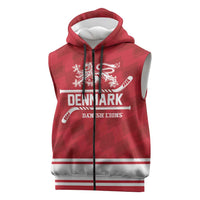 Custom Hockey 2026 Denmark Sleeveless Zip Hoodie Danish Lions Go Champions