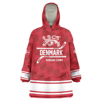 Custom Hockey 2026 Denmark Wearable Blanket Hoodie Danish Lions Go Champions