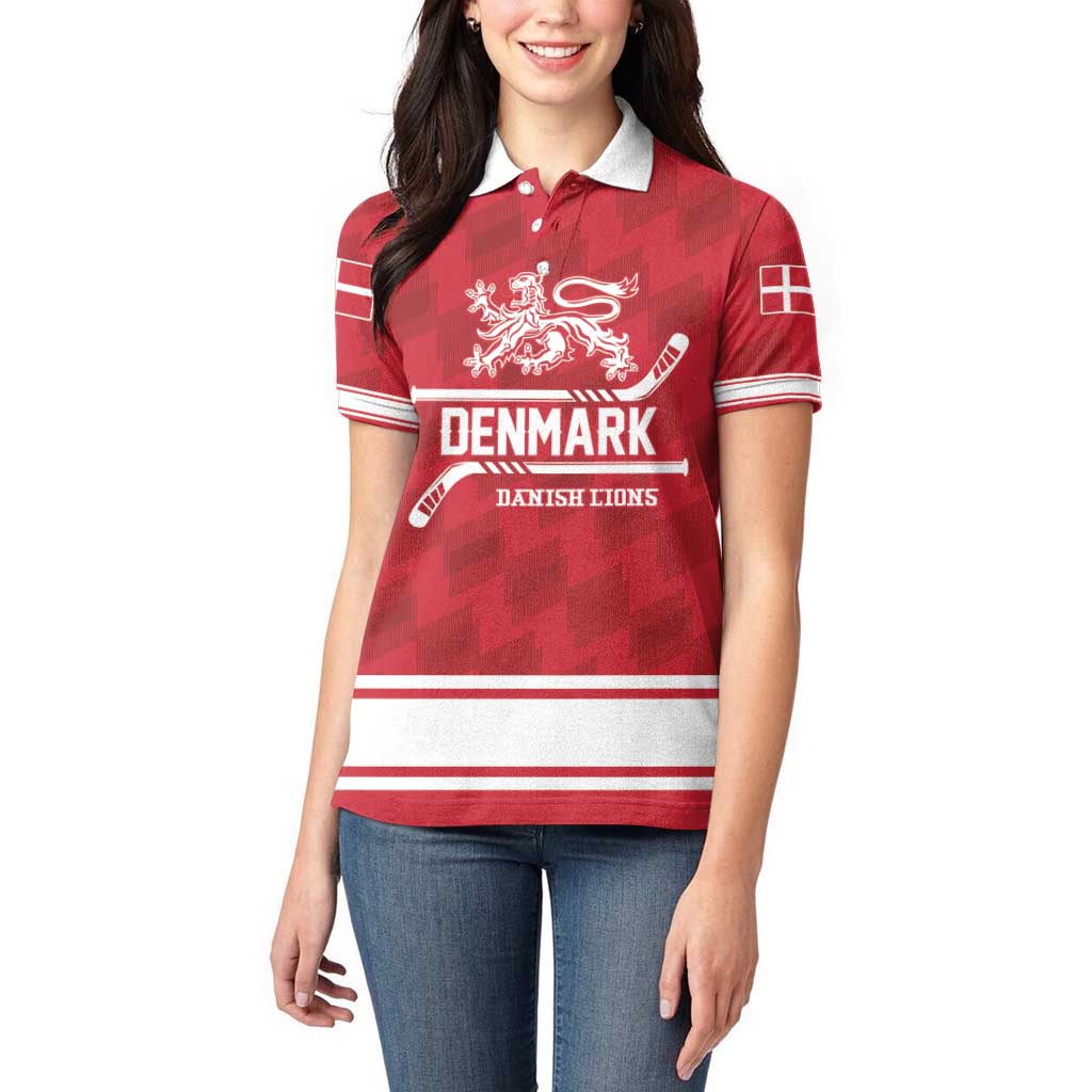 Custom Hockey 2026 Denmark Women Polo Shirt Danish Lions Go Champions