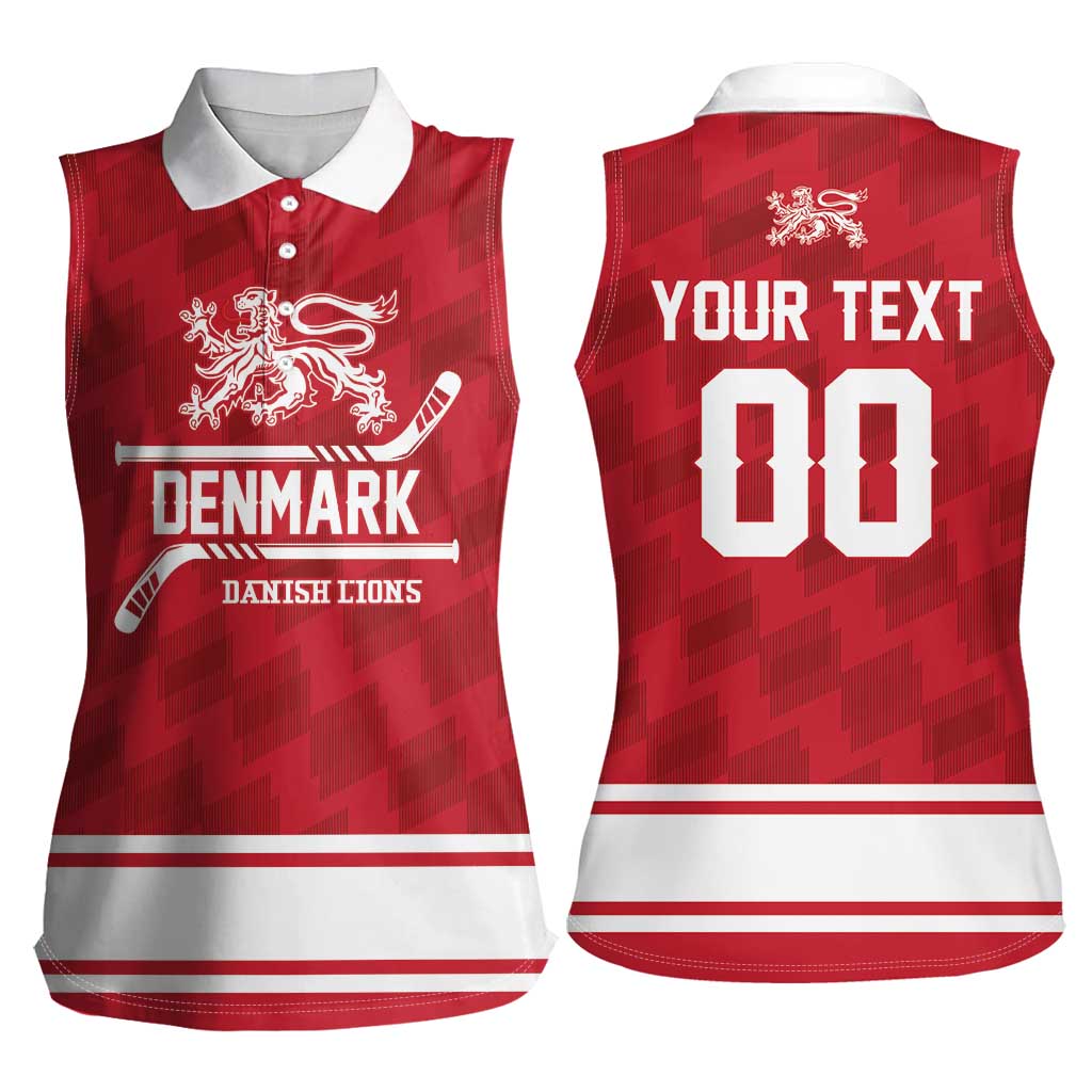 Custom Hockey 2026 Denmark Women Sleeveless Polo Shirt Danish Lions Go Champions
