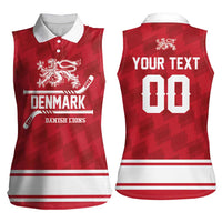Custom Hockey 2026 Denmark Women Sleeveless Polo Shirt Danish Lions Go Champions