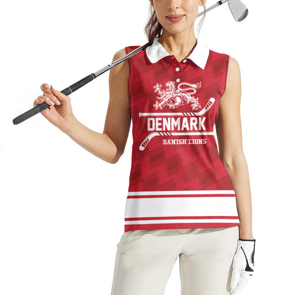 Custom Hockey 2026 Denmark Women Sleeveless Polo Shirt Danish Lions Go Champions