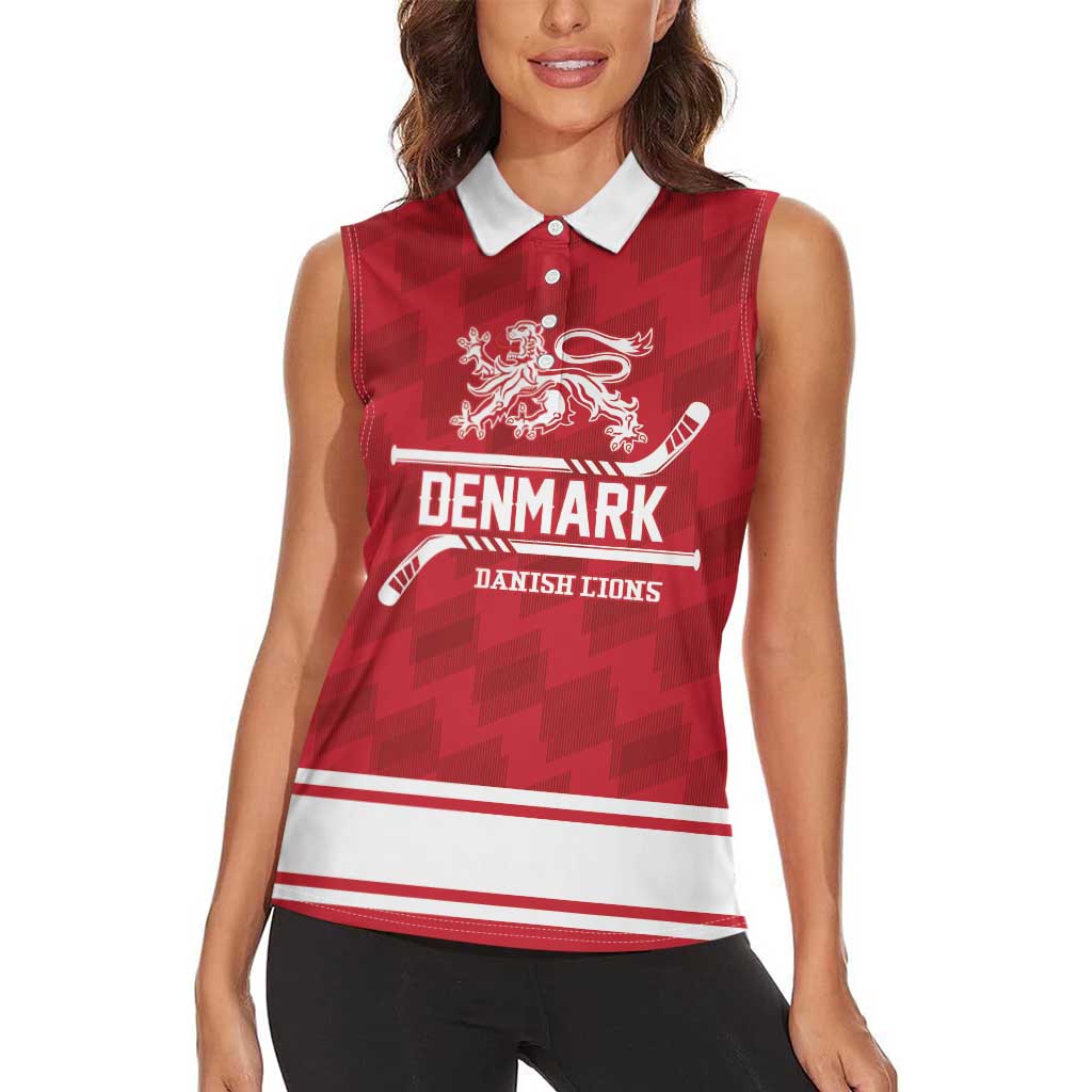 Custom Hockey 2026 Denmark Women Sleeveless Polo Shirt Danish Lions Go Champions
