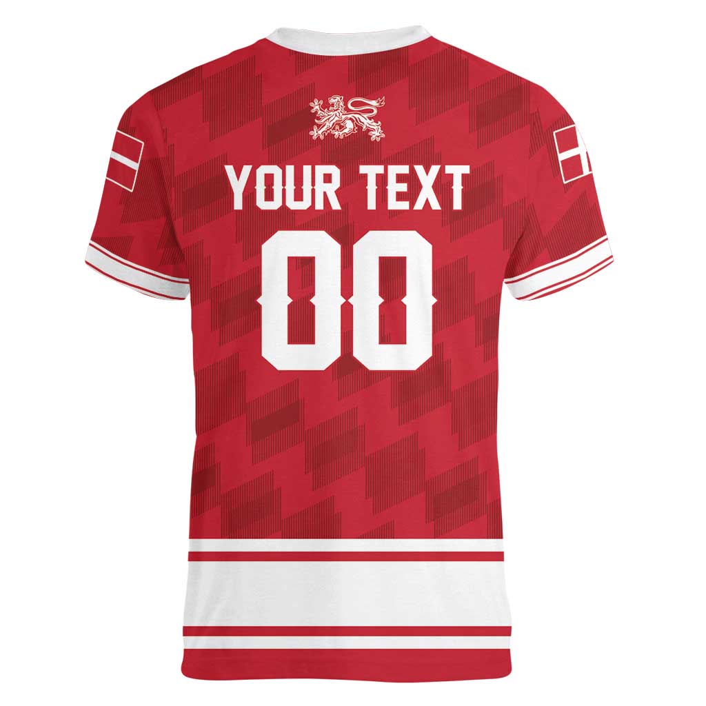 Custom Hockey 2026 Denmark Women V-Neck T-Shirt Danish Lions Go Champions
