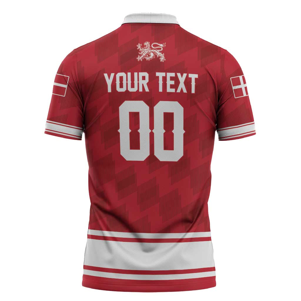 Custom Hockey 2026 Denmark Zipper Polo Shirt Danish Lions Go Champions