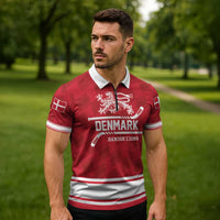 Custom Hockey 2026 Denmark Zipper Polo Shirt Danish Lions Go Champions