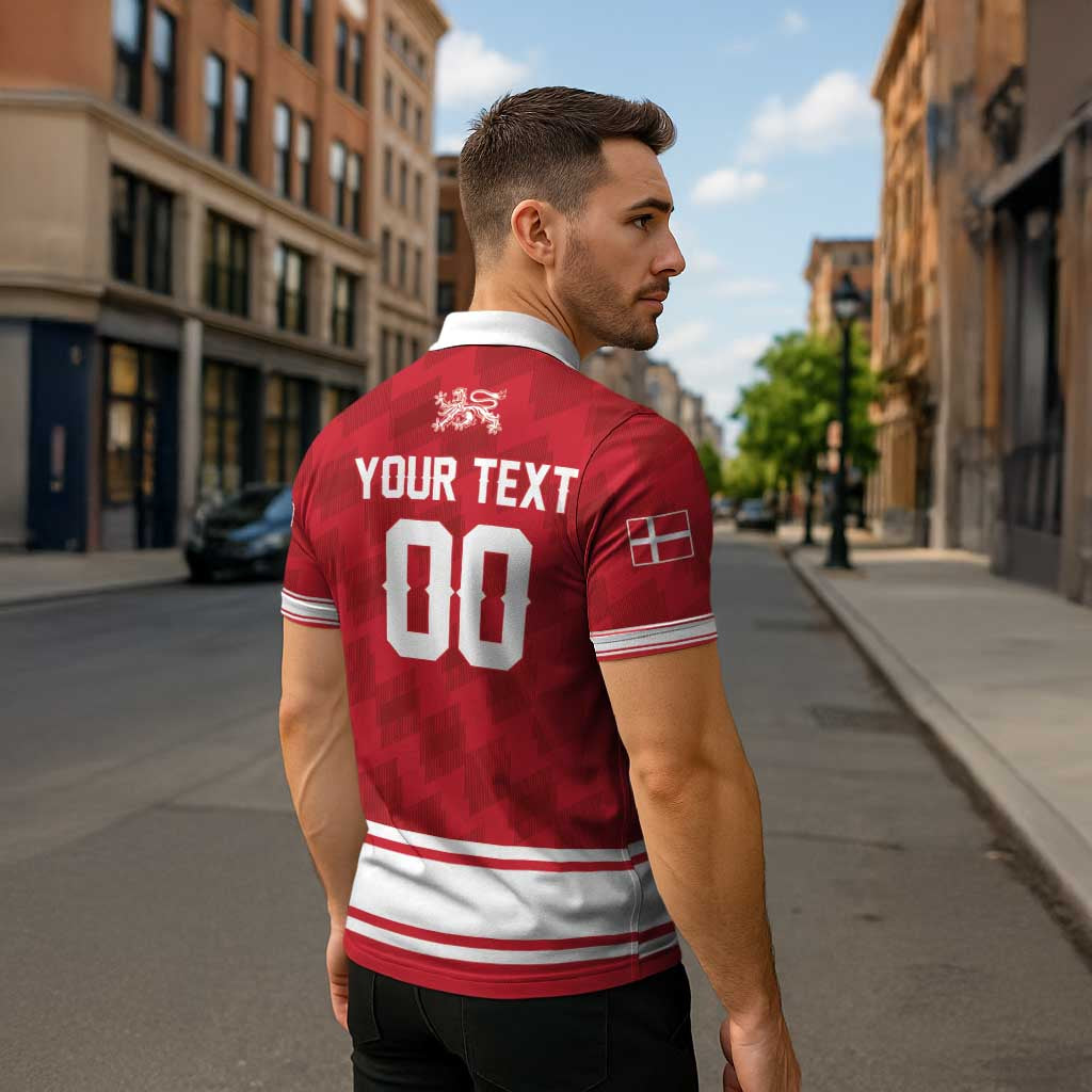 Custom Hockey 2026 Denmark Zipper Polo Shirt Danish Lions Go Champions