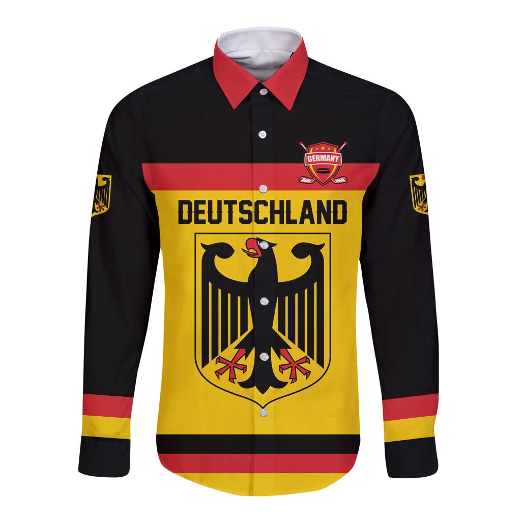 Custom Hockey 2026 Germany Long Sleeve Button Shirt Trager der Adler