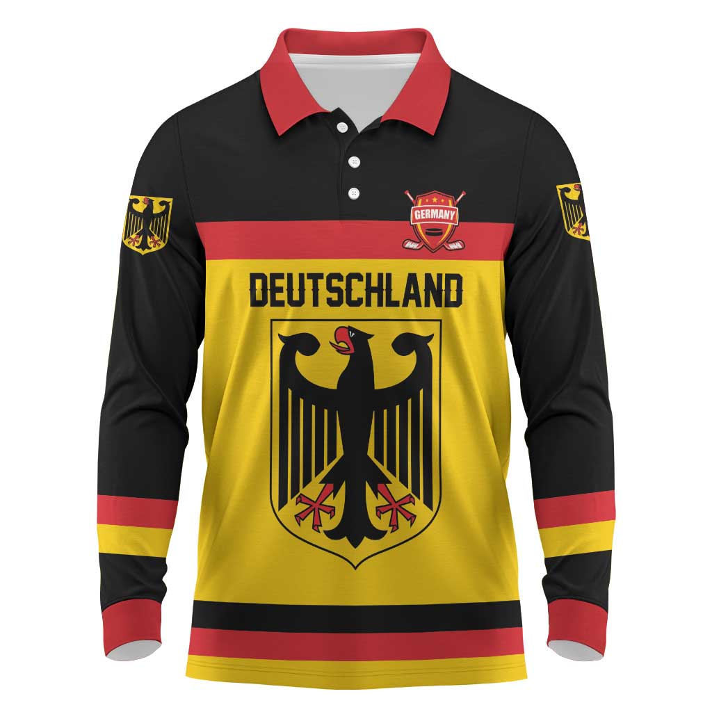 Custom Hockey 2026 Germany Long Sleeve Polo Shirt Trager der Adler