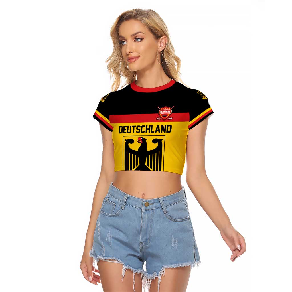 Custom Hockey 2026 Germany Raglan Cropped T Shirt Trager der Adler