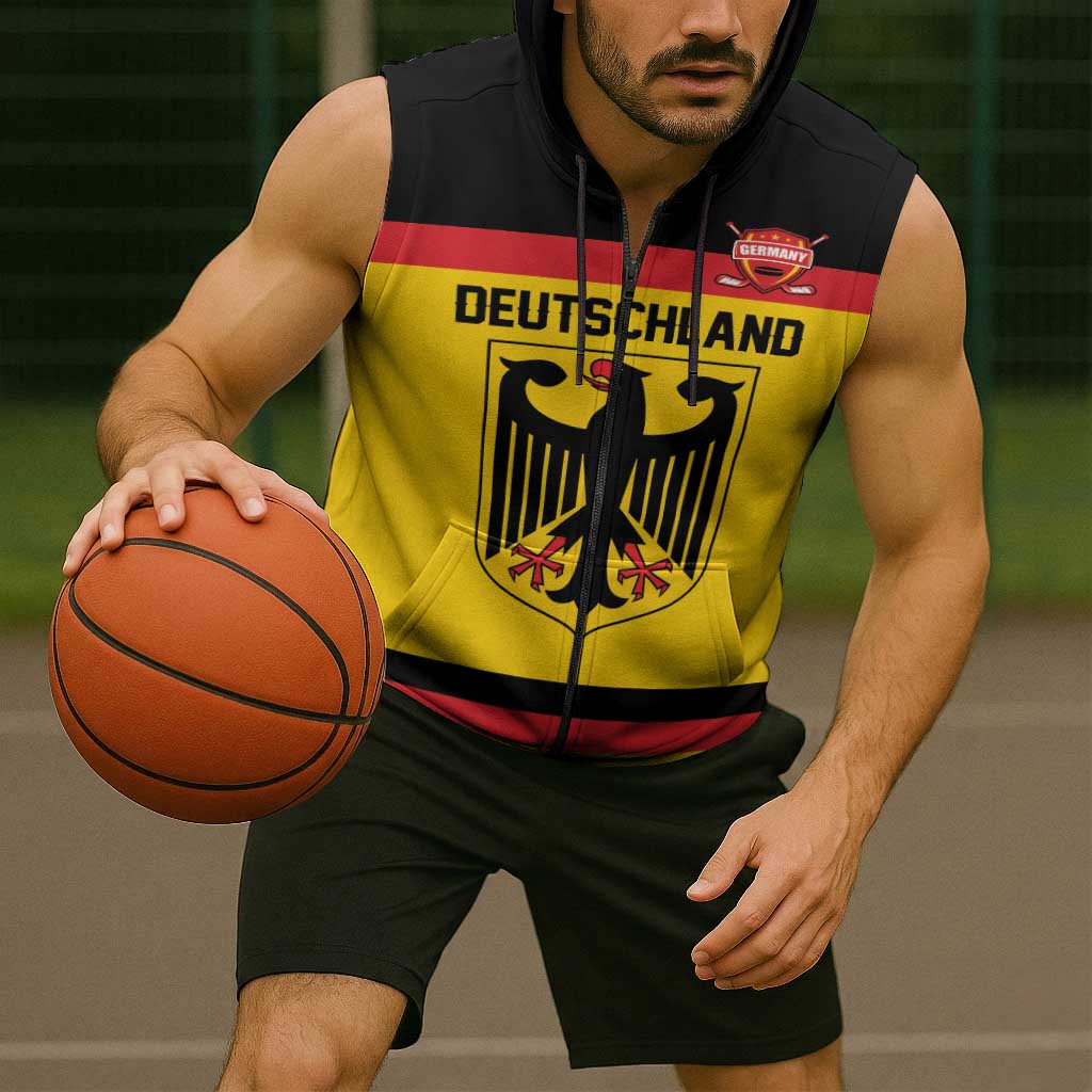 Custom Hockey 2026 Germany Sleeveless Zip Hoodie Trager der Adler