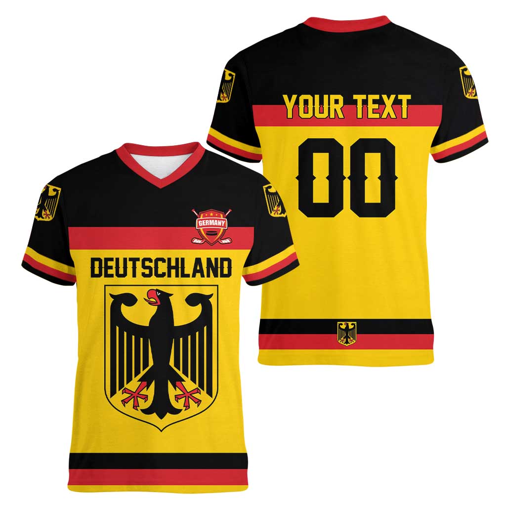Custom Hockey 2026 Germany Women V-Neck T-Shirt Trager der Adler