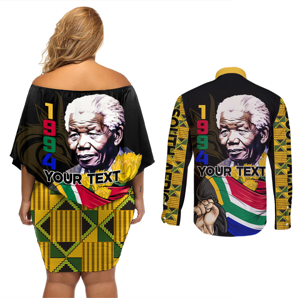 South Africa Freedom Day 2024 Couples Matching Off Shoulder Short Dress and Long Sleeve Button Shirt Happy 30th Anniversary - Wonder Print Shop