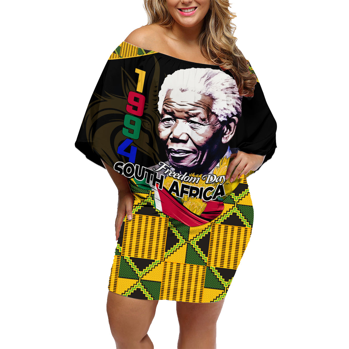 South Africa Freedom Day 2024 Family Matching Off Shoulder Short Dress and Hawaiian Shirt Happy 30th Anniversary - Wonder Print Shop