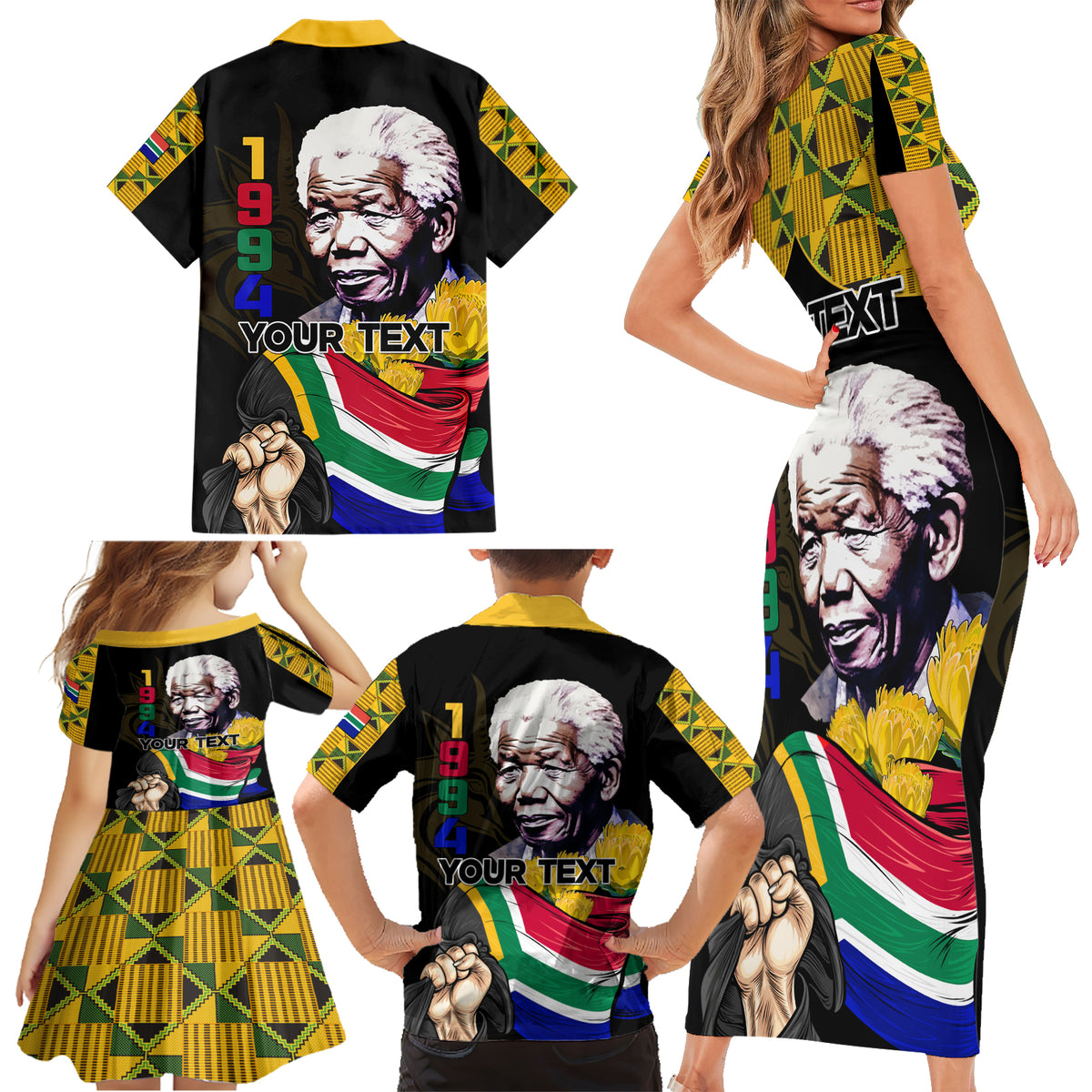 South Africa Freedom Day 2024 Family Matching Short Sleeve Bodycon Dress and Hawaiian Shirt Happy 30th Anniversary - Wonder Print Shop