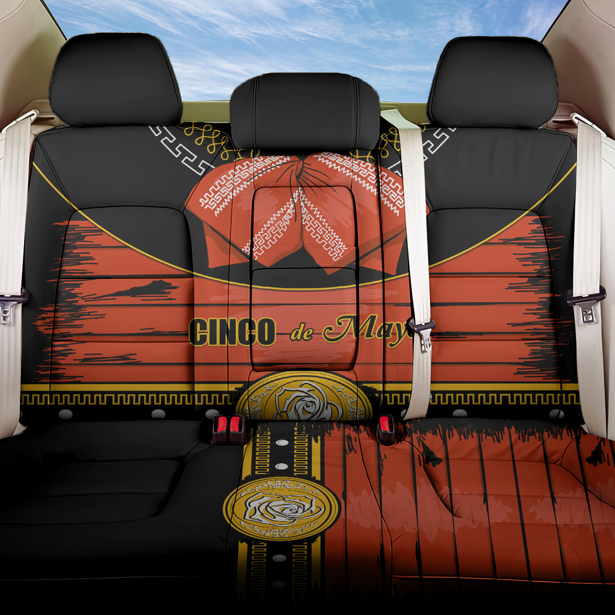 Cinco de Mayo 2024 Back Car Seat Cover Traje de Charro Style