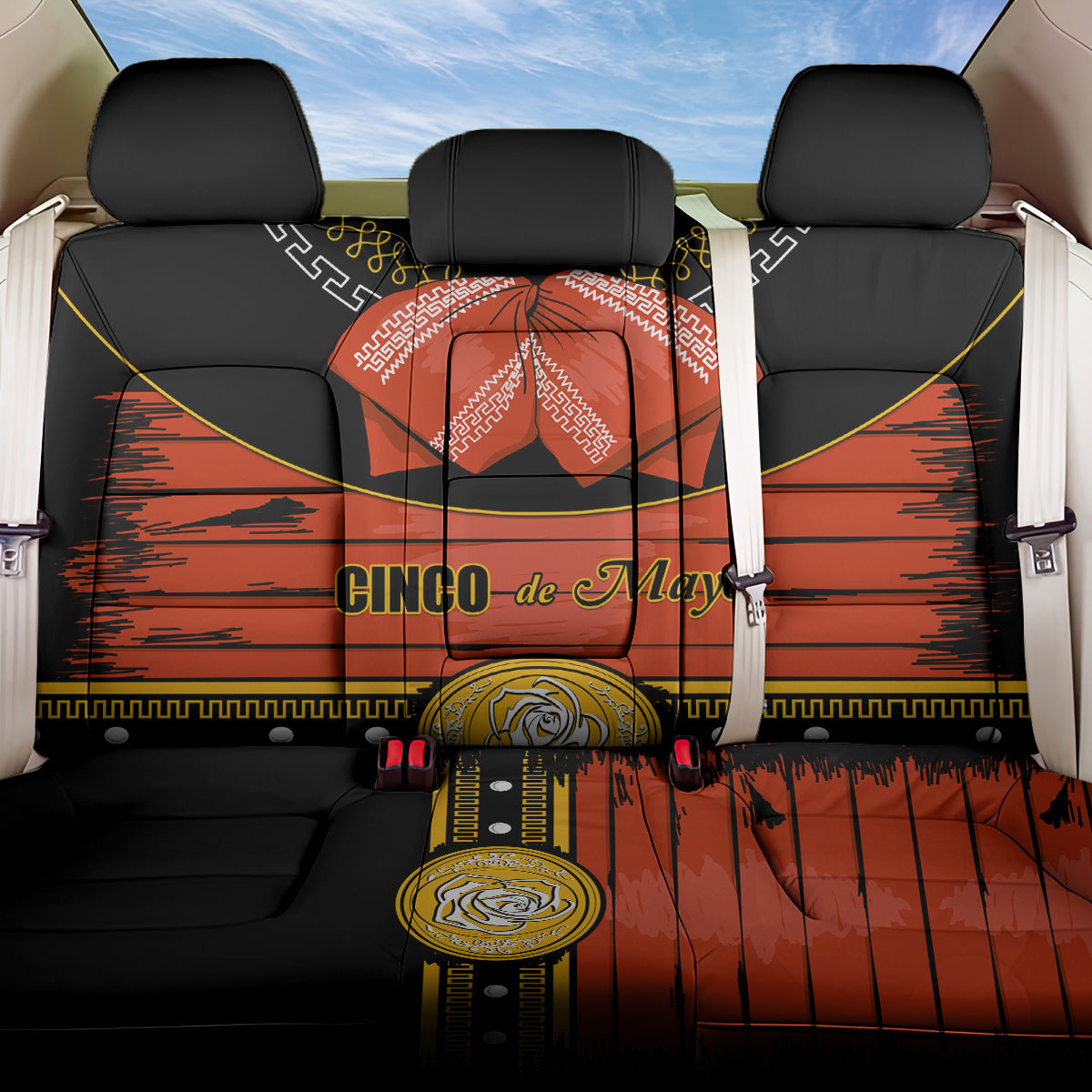 Cinco de Mayo 2024 Back Car Seat Cover Traje de Charro Style - Wonder Print Shop