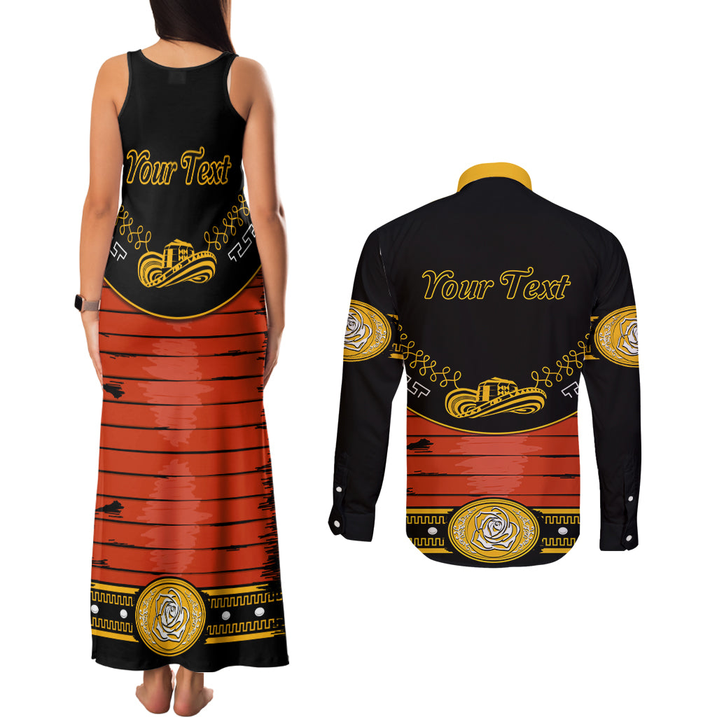 Cinco de Mayo 2024 Couples Matching Tank Maxi Dress and Long Sleeve Button Shirt Traje de Charro Style - Wonder Print Shop