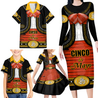 Cinco de Mayo 2024 Family Matching Long Sleeve Bodycon Dress and Hawaiian Shirt Traje de Charro Style - Wonder Print Shop
