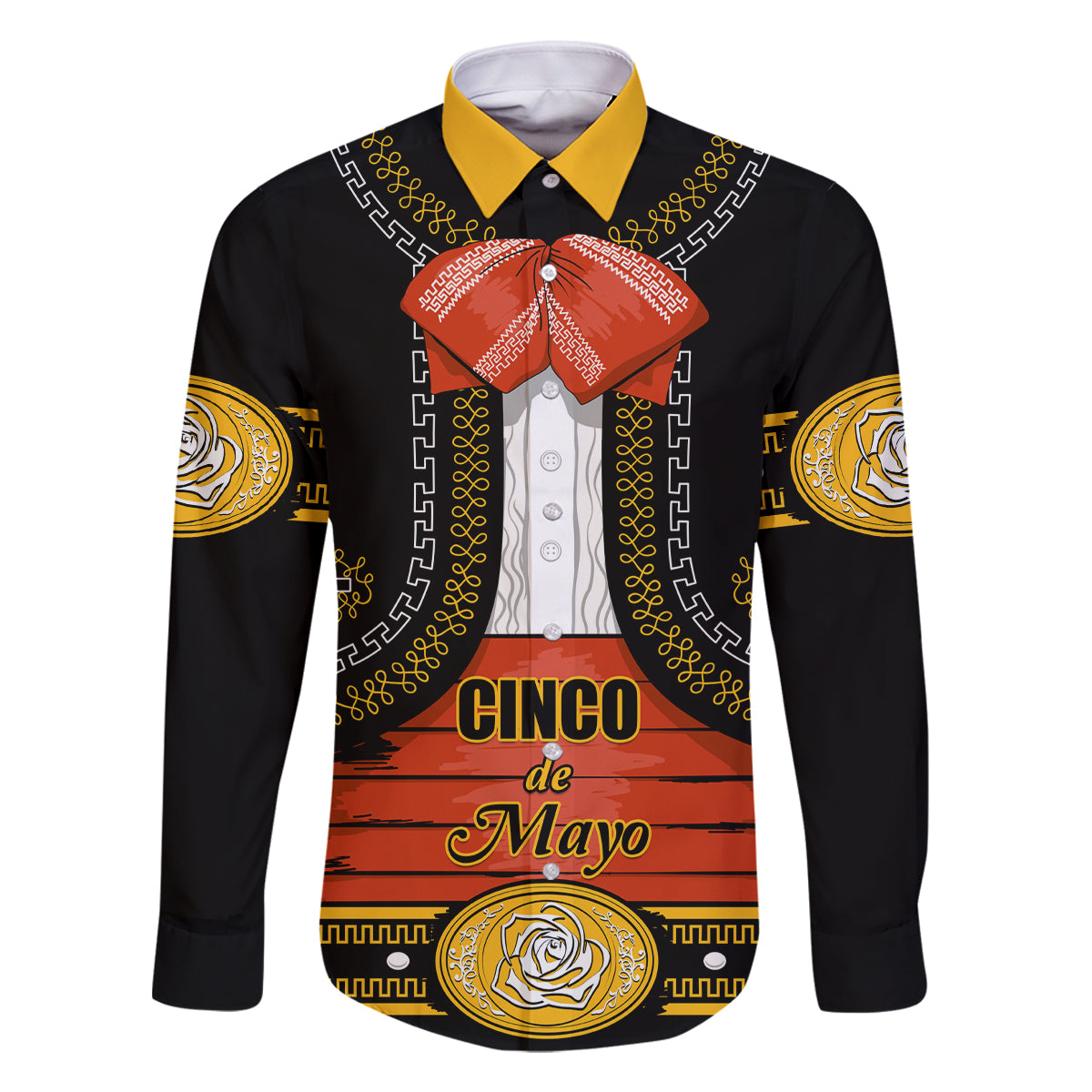 Cinco de Mayo 2024 Family Matching Long Sleeve Bodycon Dress and Hawaiian Shirt Traje de Charro Style - Wonder Print Shop