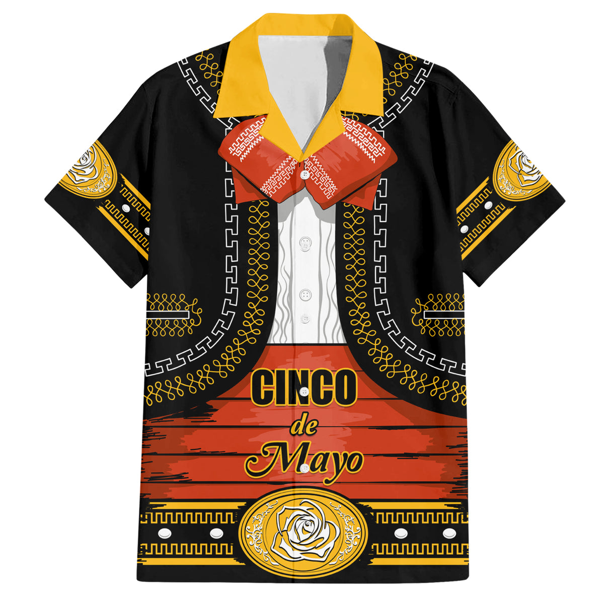 Cinco de Mayo 2024 Family Matching Short Sleeve Bodycon Dress and Hawaiian Shirt Traje de Charro Style - Wonder Print Shop