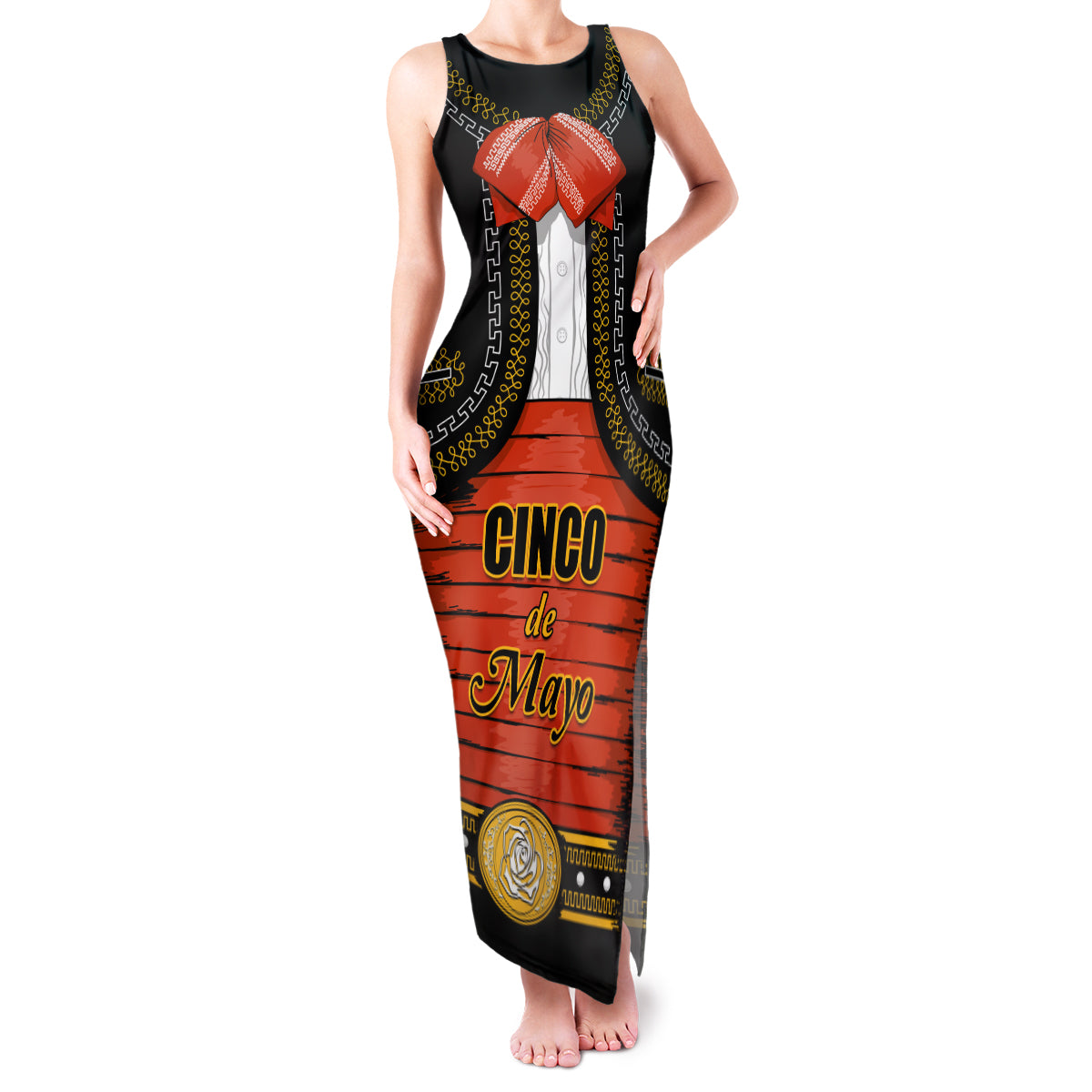 Cinco de Mayo 2024 Family Matching Tank Maxi Dress and Hawaiian Shirt Traje de Charro Style - Wonder Print Shop