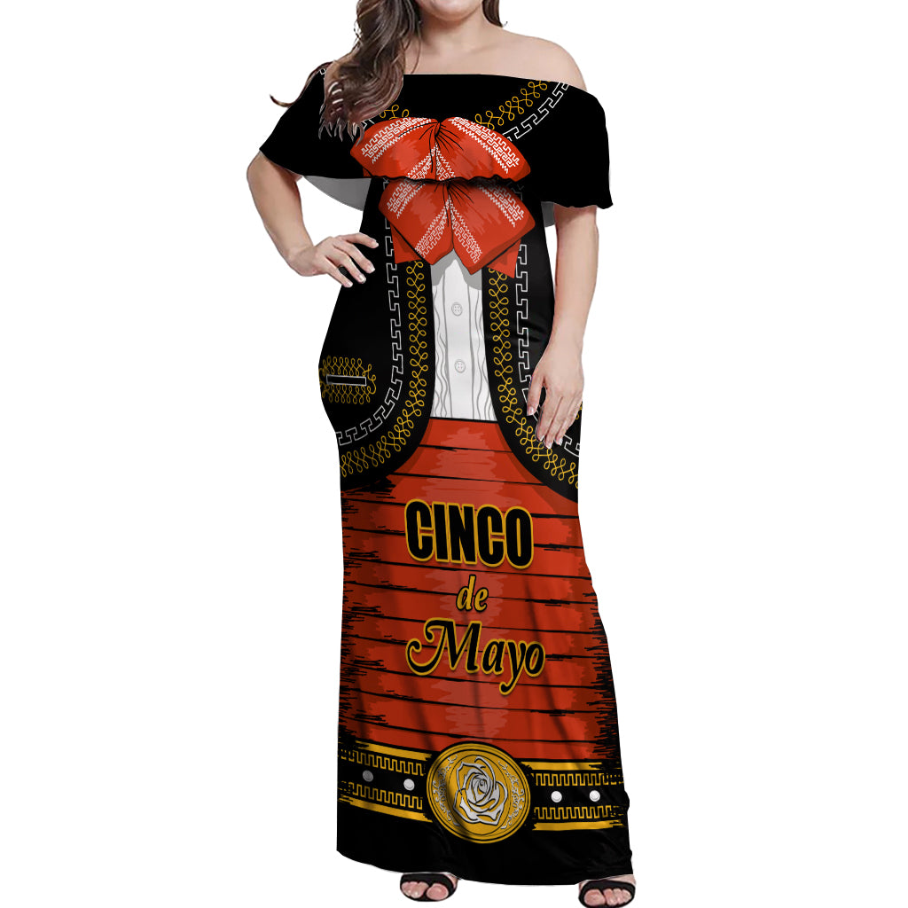 Cinco de Mayo 2024 Off Shoulder Maxi Dress Traje de Charro Style - Wonder Print Shop