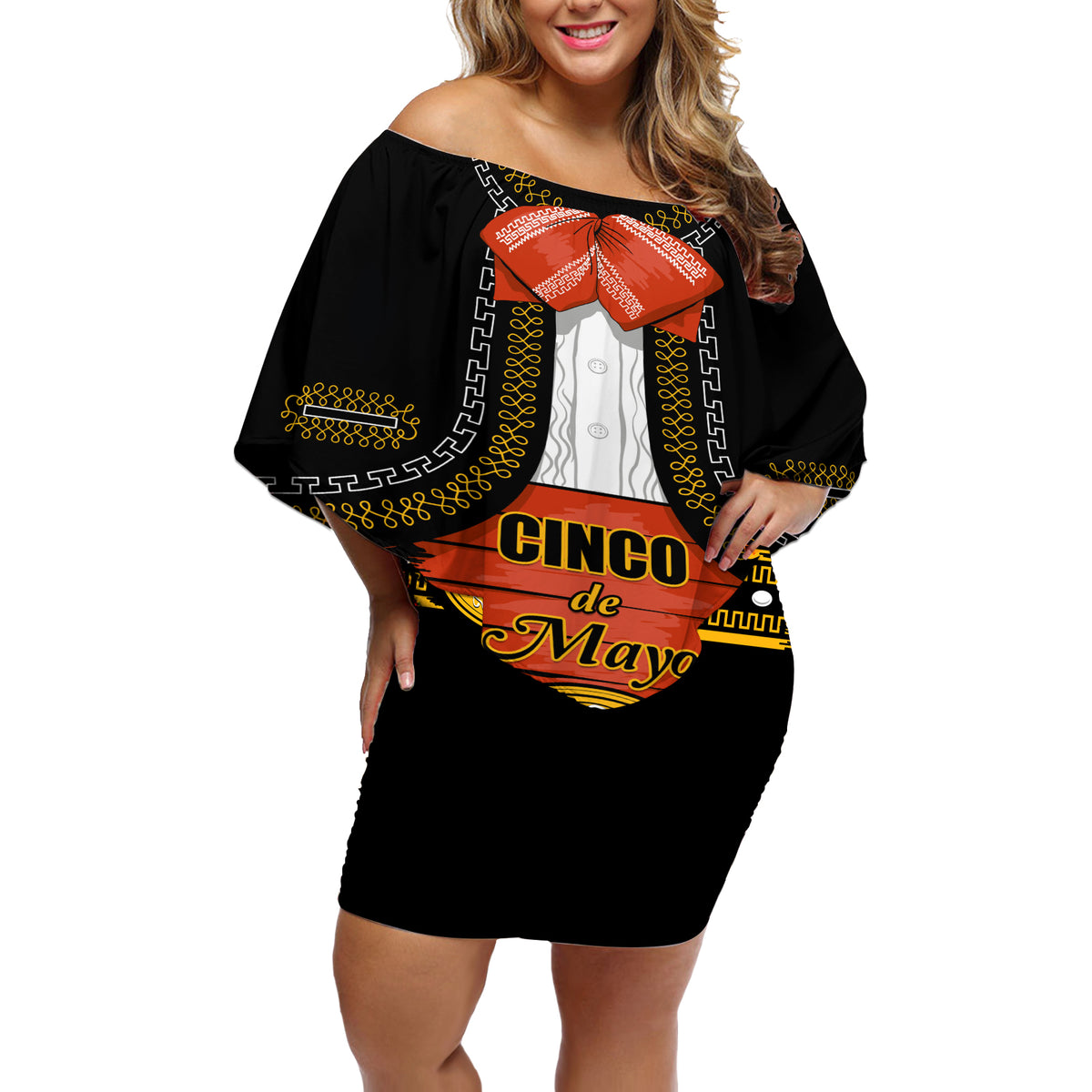 Cinco de Mayo 2024 Off Shoulder Short Dress Traje de Charro Style - Wonder Print Shop