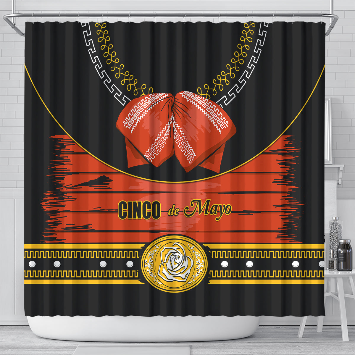 Cinco de Mayo 2024 Shower Curtain Traje de Charro Style