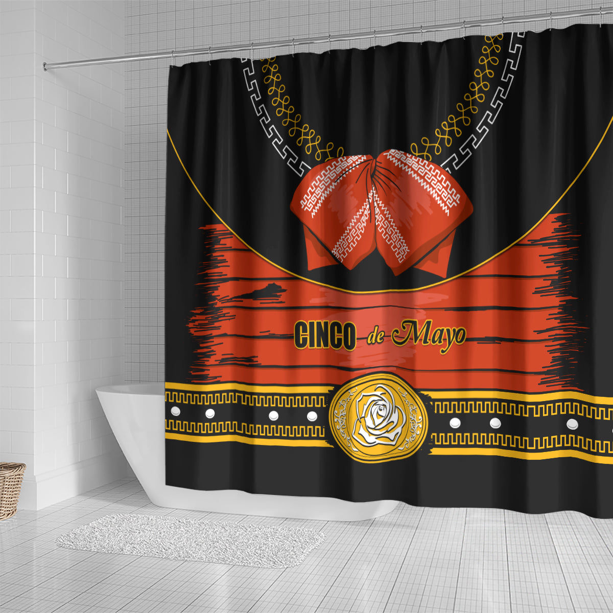 Cinco de Mayo 2024 Shower Curtain Traje de Charro Style