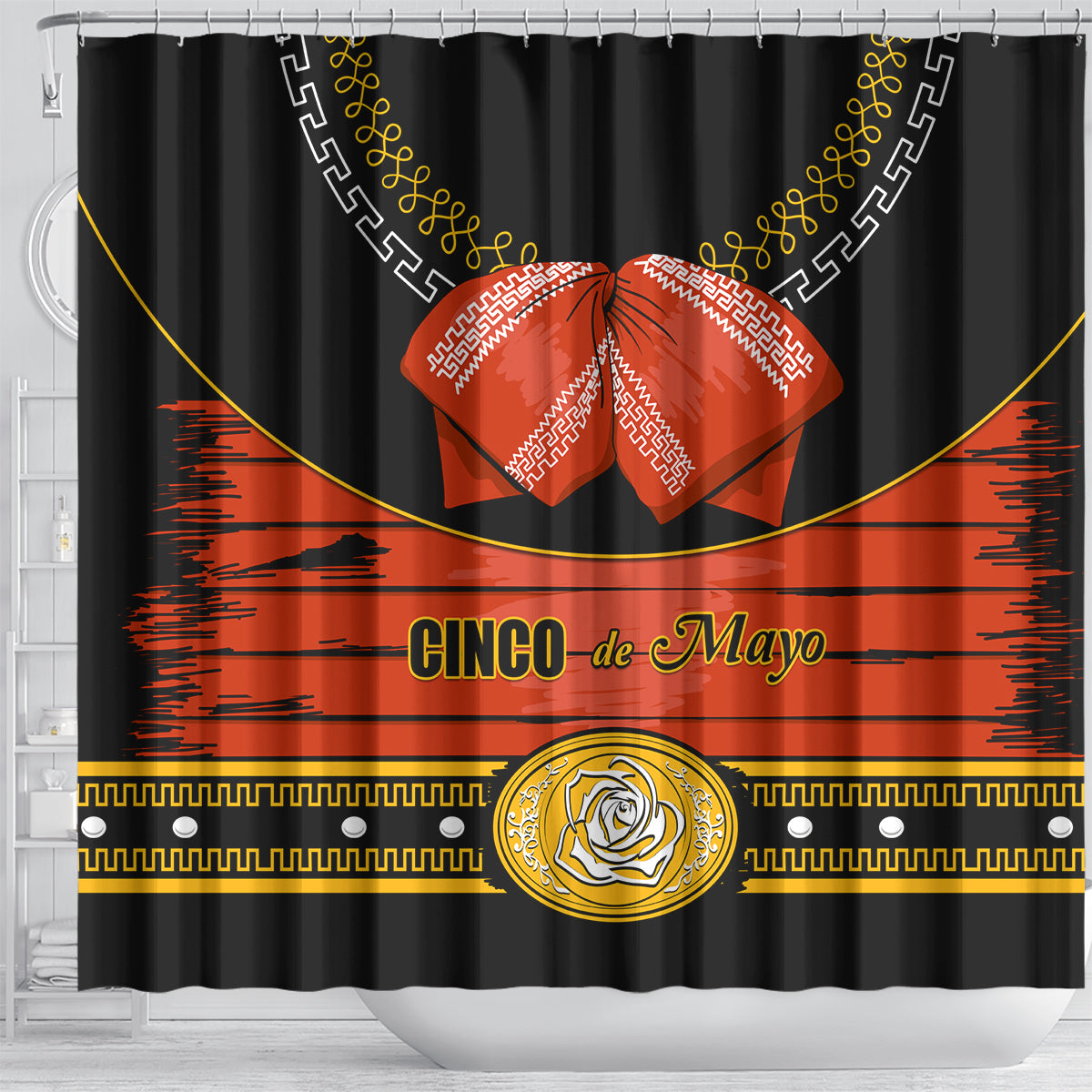 Cinco de Mayo 2024 Shower Curtain Traje de Charro Style