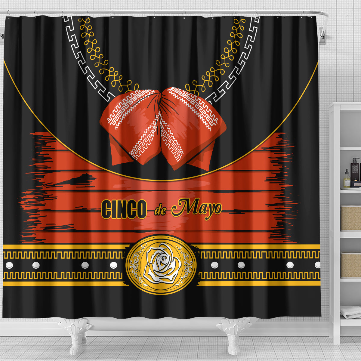 Cinco de Mayo 2024 Shower Curtain Traje de Charro Style