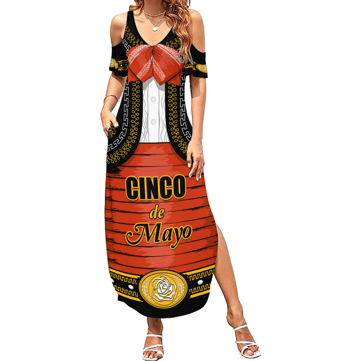 Cinco de Mayo 2024 Summer Maxi Dress Traje de Charro Style - Wonder Print Shop