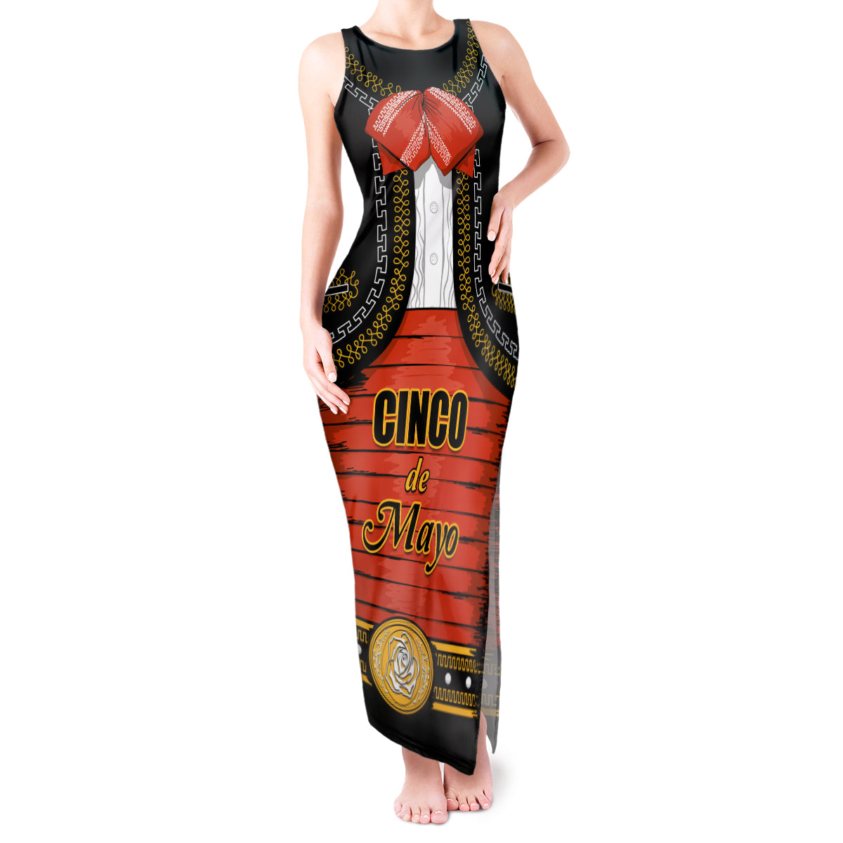 Cinco de Mayo 2024 Tank Maxi Dress Traje de Charro Style - Wonder Print Shop