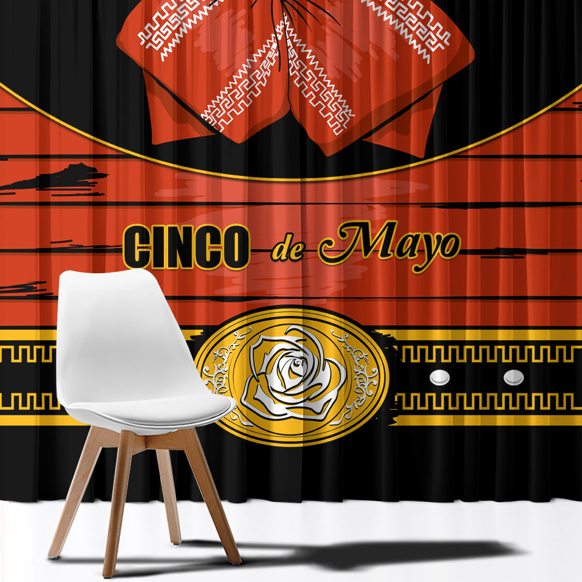Cinco de Mayo 2024 Window Curtain Traje de Charro Style - Wonder Print Shop