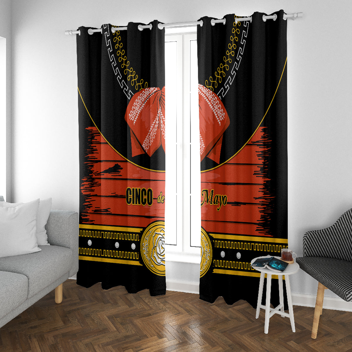 Cinco de Mayo 2024 Window Curtain Traje de Charro Style - Wonder Print Shop