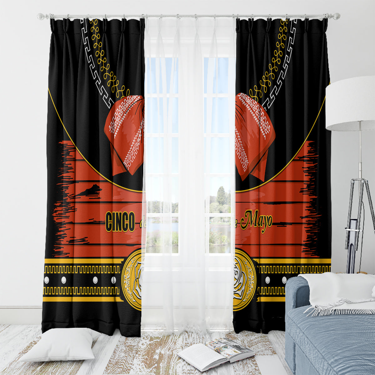 Cinco de Mayo 2024 Window Curtain Traje de Charro Style - Wonder Print Shop