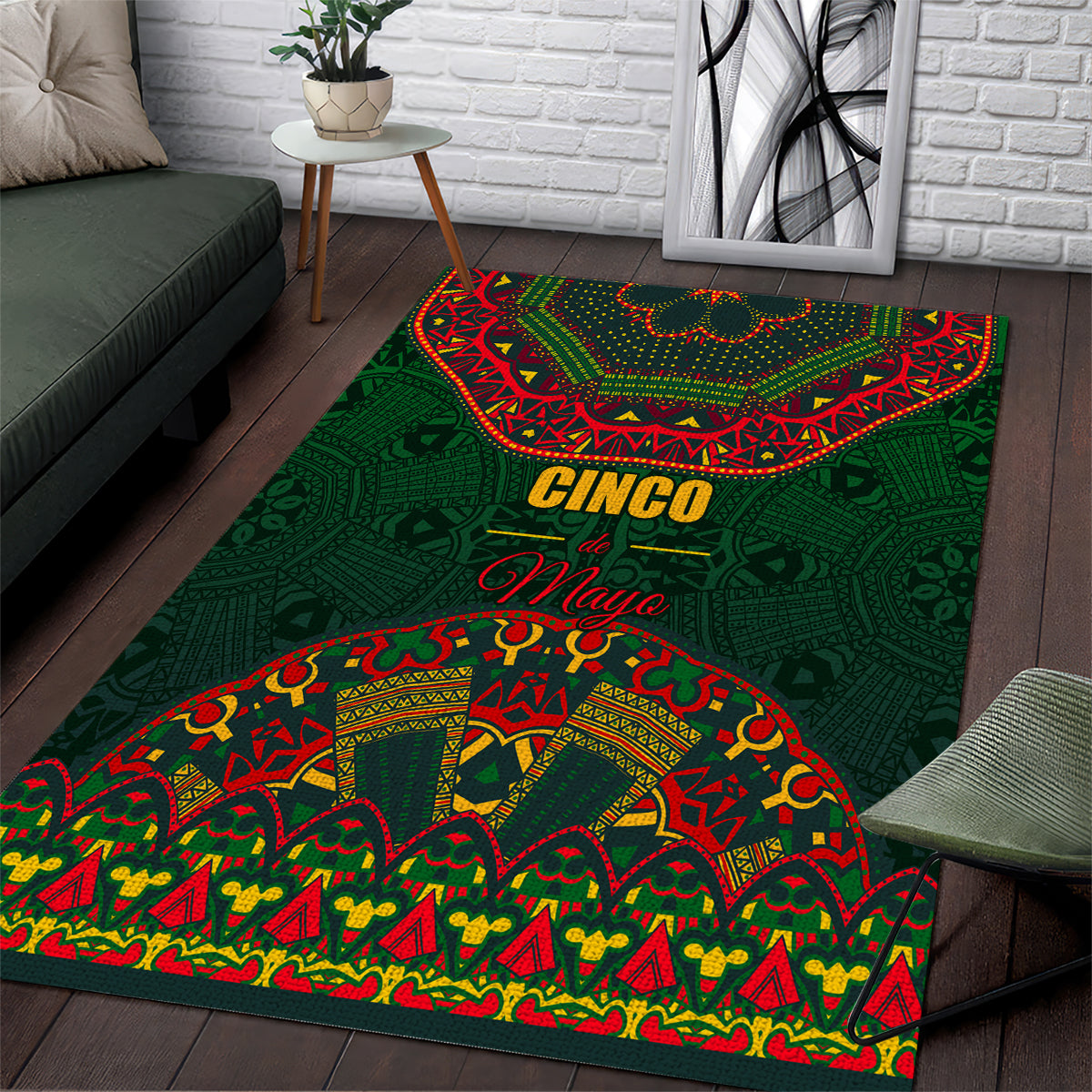 Cinco de Mayo 2024 Area Rug Mexican Folk Pattern - Wonder Print Shop