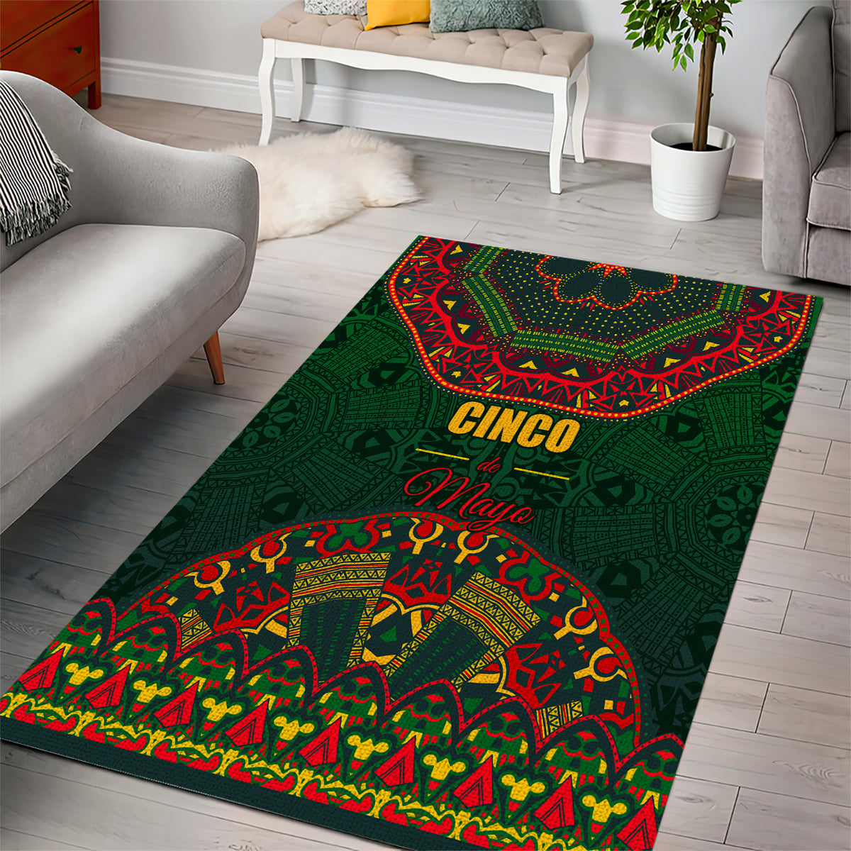 Cinco de Mayo 2024 Area Rug Mexican Folk Pattern - Wonder Print Shop