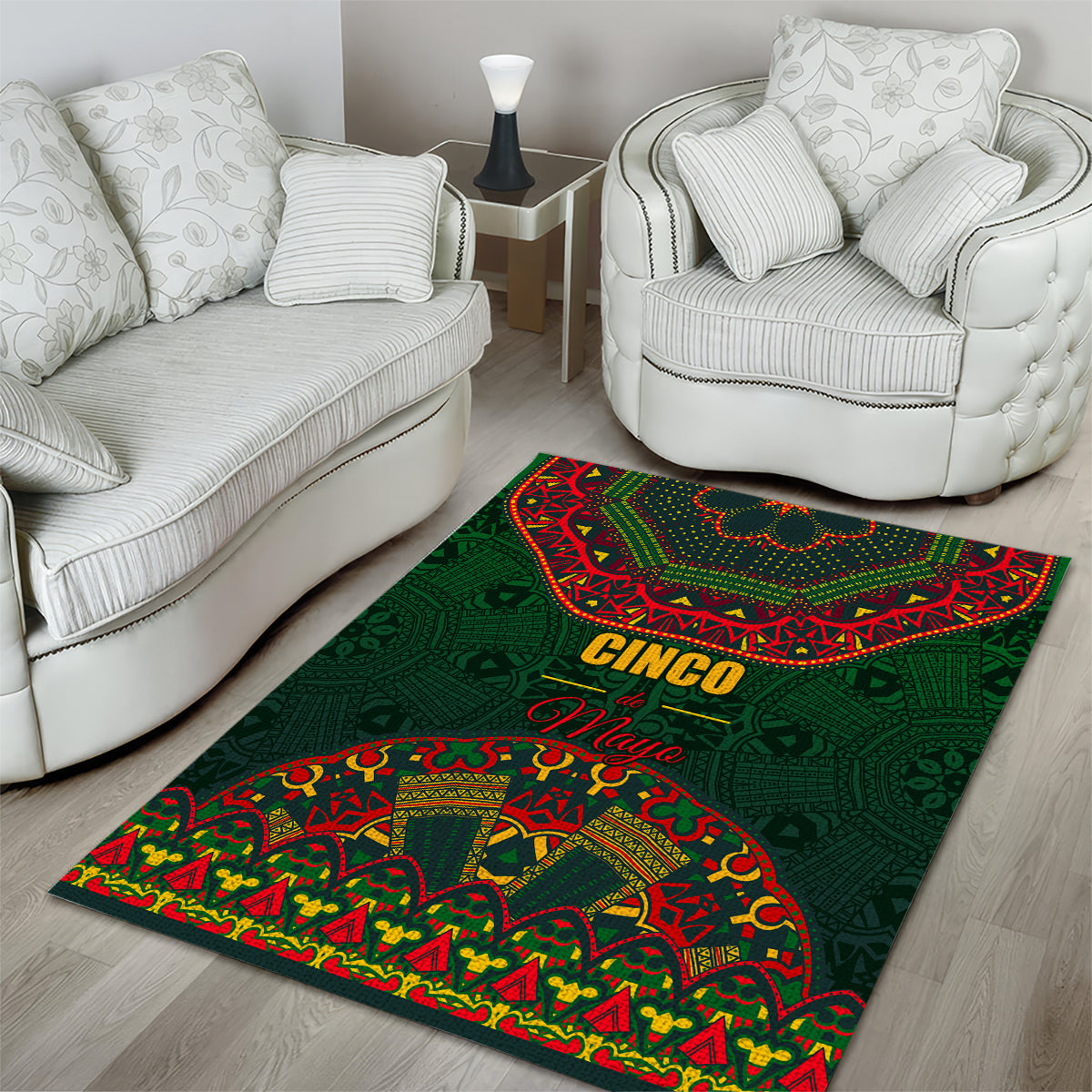 Cinco de Mayo 2024 Area Rug Mexican Folk Pattern - Wonder Print Shop