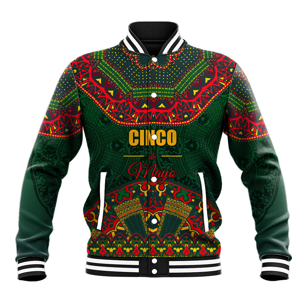 Cinco de Mayo 2024 Baseball Jacket Mexican Folk Pattern - Wonder Print Shop