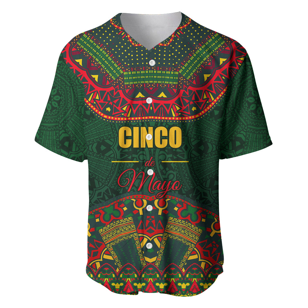 Cinco de Mayo 2024 Baseball Jersey Mexican Folk Pattern - Wonder Print Shop