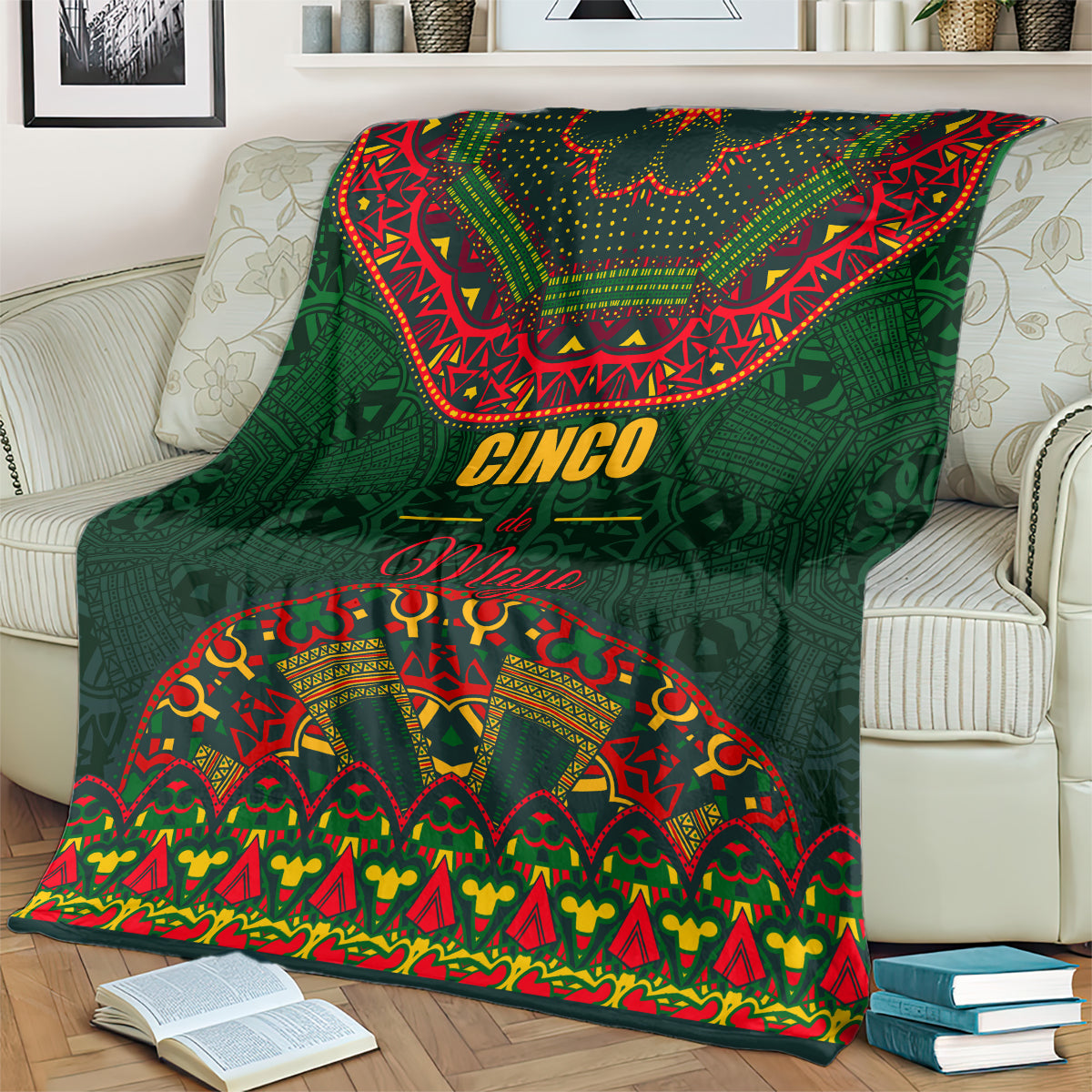 Cinco de Mayo 2024 Blanket Mexican Folk Pattern