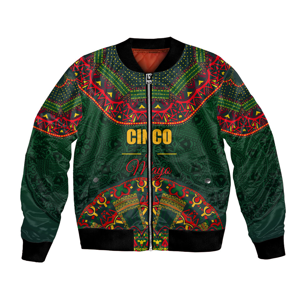 Cinco de Mayo 2024 Bomber Jacket Mexican Folk Pattern - Wonder Print Shop