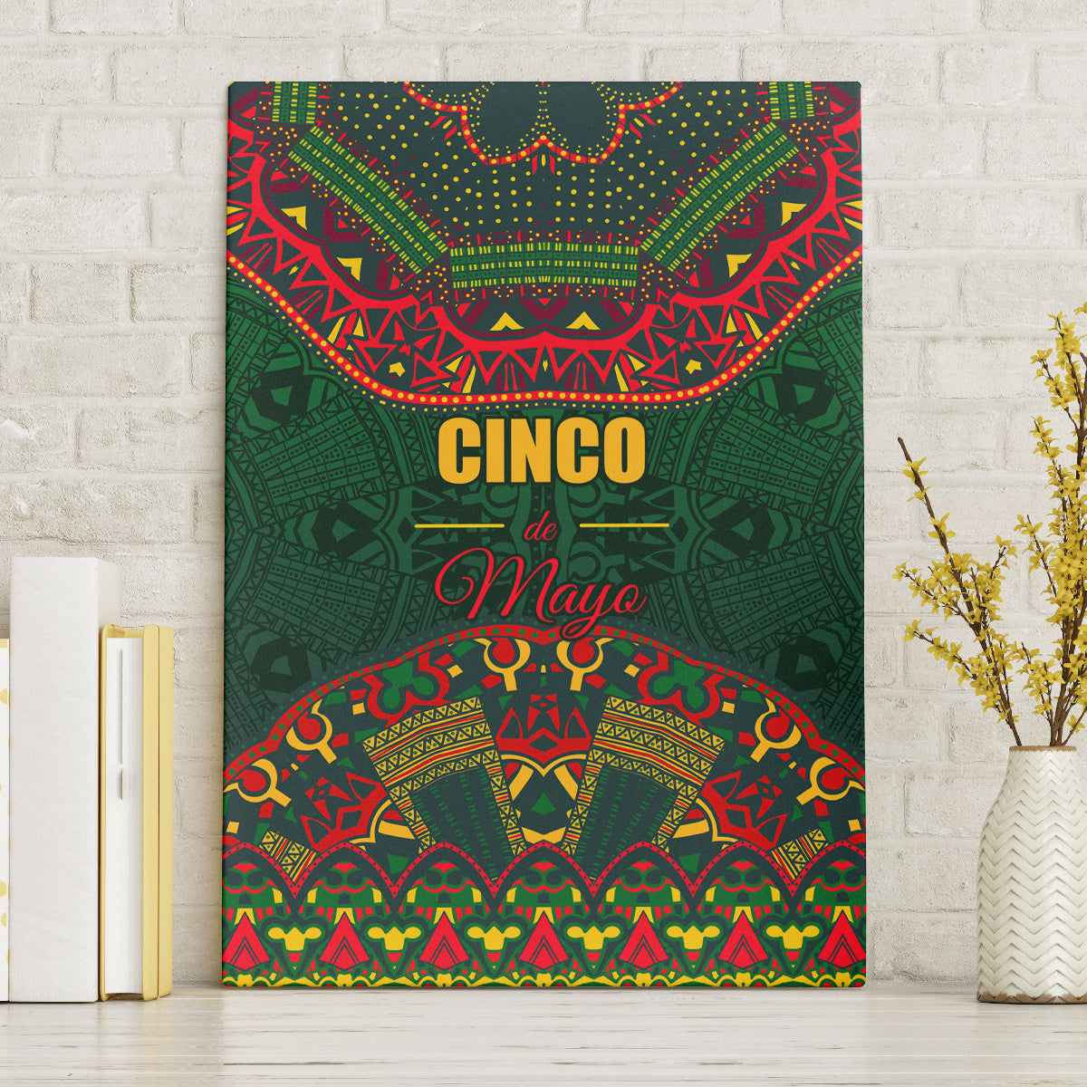 Cinco de Mayo 2024 Canvas Wall Art Mexican Folk Pattern - Wonder Print Shop