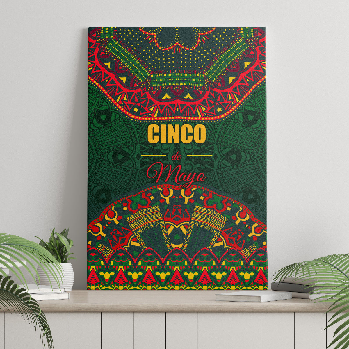 Cinco de Mayo 2024 Canvas Wall Art Mexican Folk Pattern - Wonder Print Shop